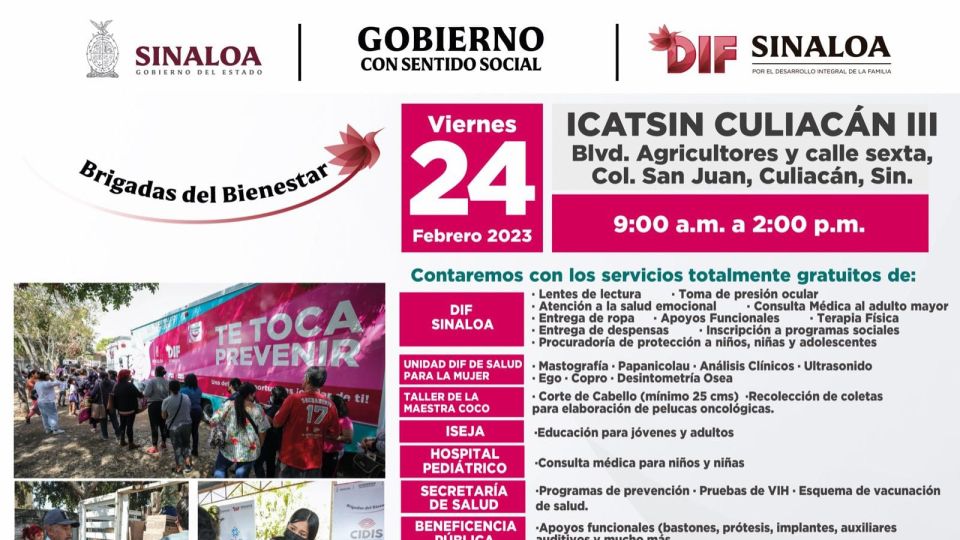 Las brigadas del Bienestar del DIF Sinaloa estarán en la colonia San Juan de Culiacán