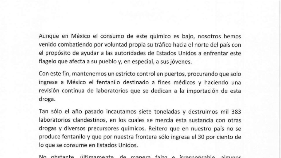 Obrador envía carta al presidente de china para colaborar y acabar con pandemia de fentanilo