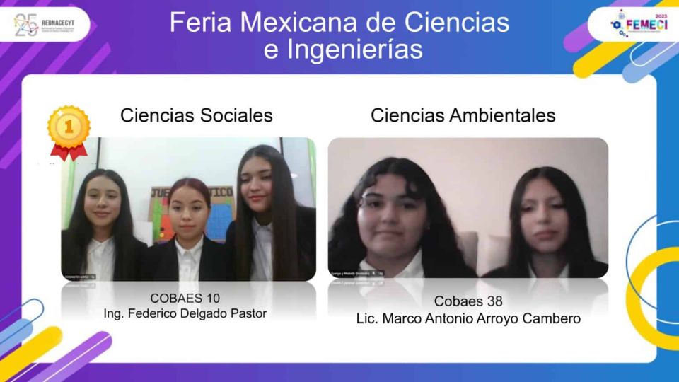 Alumnas de COBAES obtienen dos primeros lugares en Feria Nacional de Ciencias e Ingenierías