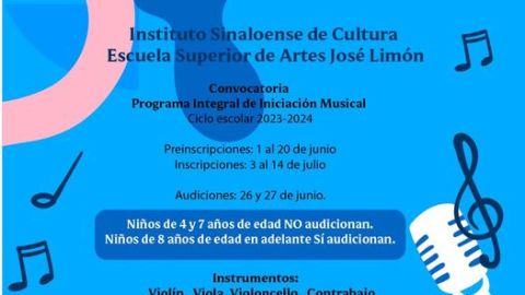 El 20 cierran inscripciones al Programa Integral de Iniciación Musical de la ESUM