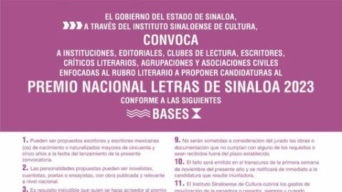 Convocan al Premio Nacional Letras de Sinaloa 2023