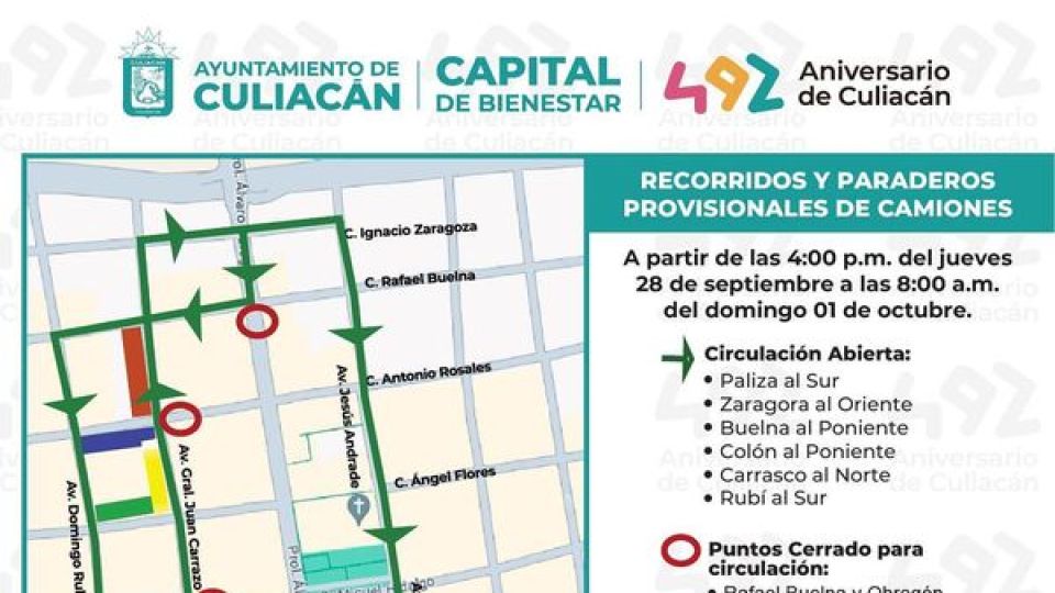 Extenderán horarios de transporte por festejos del Aniversario de Culiacán