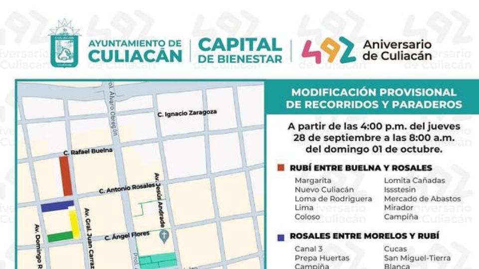 Extenderán horarios de transporte por festejos del Aniversario de Culiacán