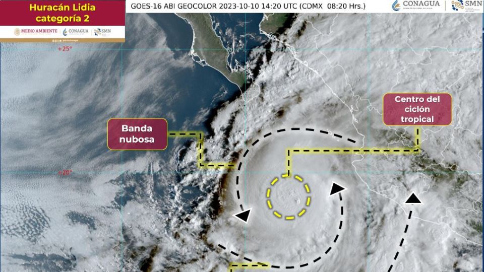 Lidia es ahora huracán categoría 2 en la escala Saffir-Simpson