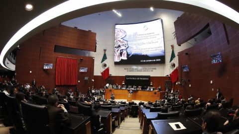 Develan en el muro del Senado la inscripción con letras doradas que reconoce al personal de salud