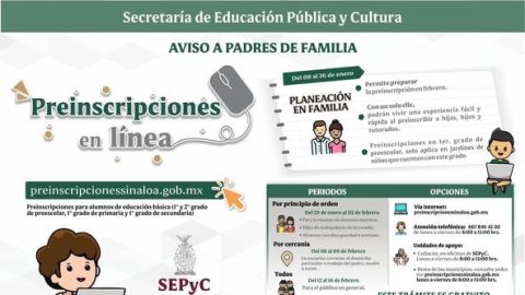 La Plataforma de Preinscripciones en línea abrirá este lunes 29 de enero para educación básica