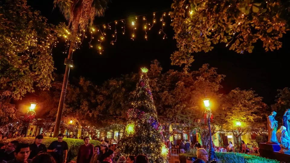 Iluminan y decoran la Plazuela Machado en Mazatlán para dar la bienvenida a la Navidad