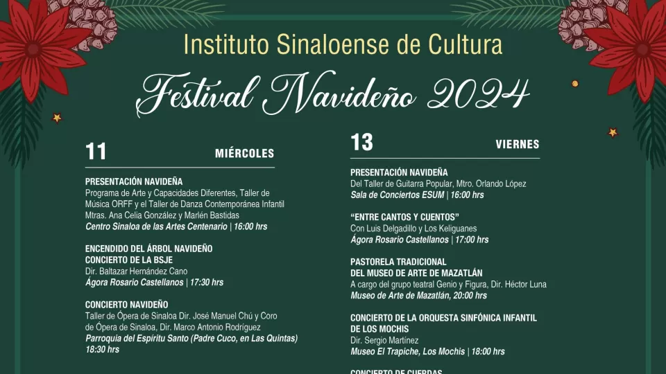 Este miércoles 11 inicia el Festival Navideño 2024 del ISIC