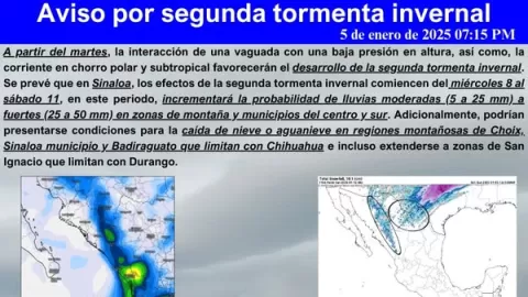 Sinaloa se prepara ante la segunda tormenta invernal