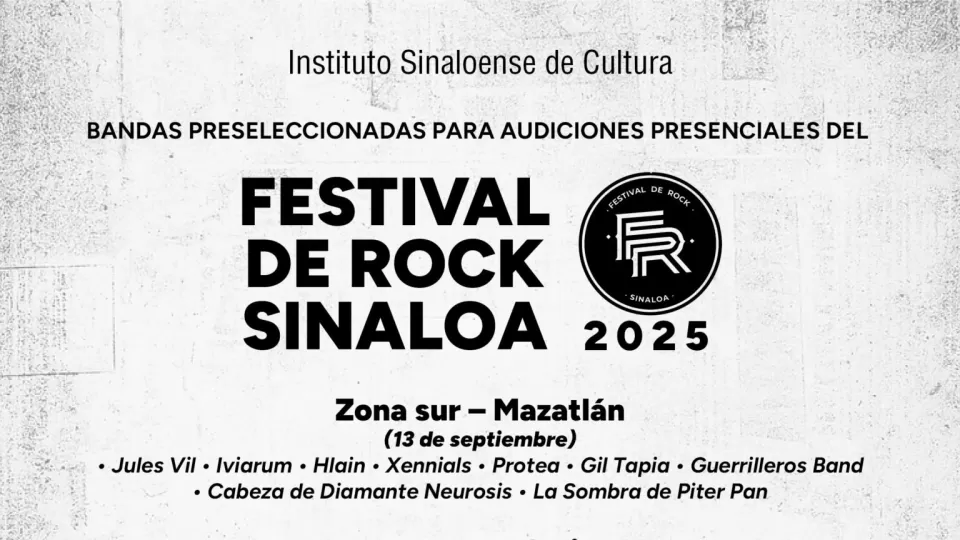 Seleccionan 34 bandas para audiciones rumbo al 26º Festival de Rock Sinaloa