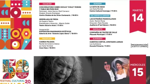 Consulta las actividades de este martes del Festival Cultural Sinaloa 2025 en diversos municipios del estado
