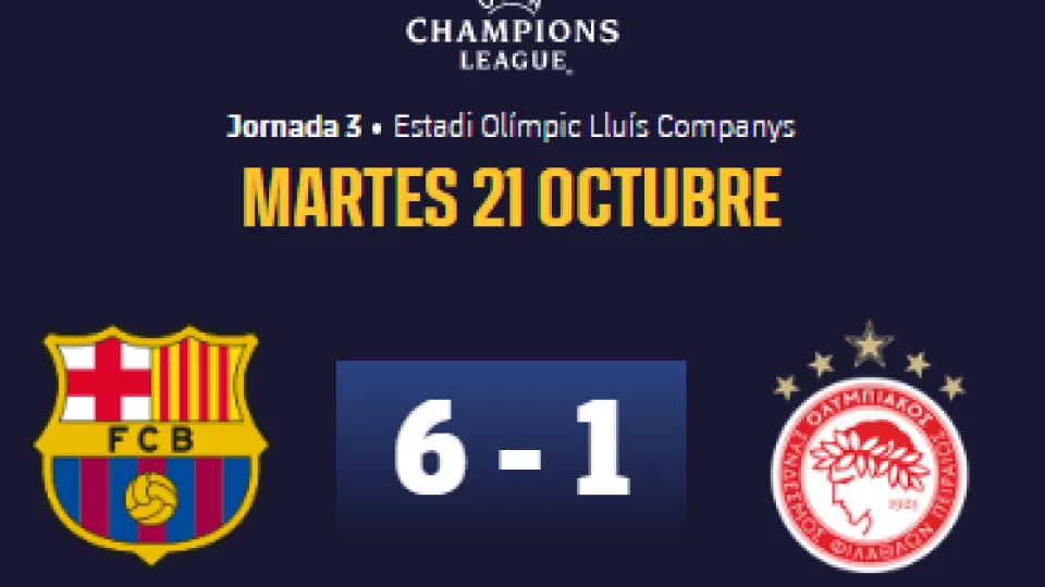 Festival de goles en el Camp Nou: Barcelona aplasta 6-1 a Olympiacos en la Champions League