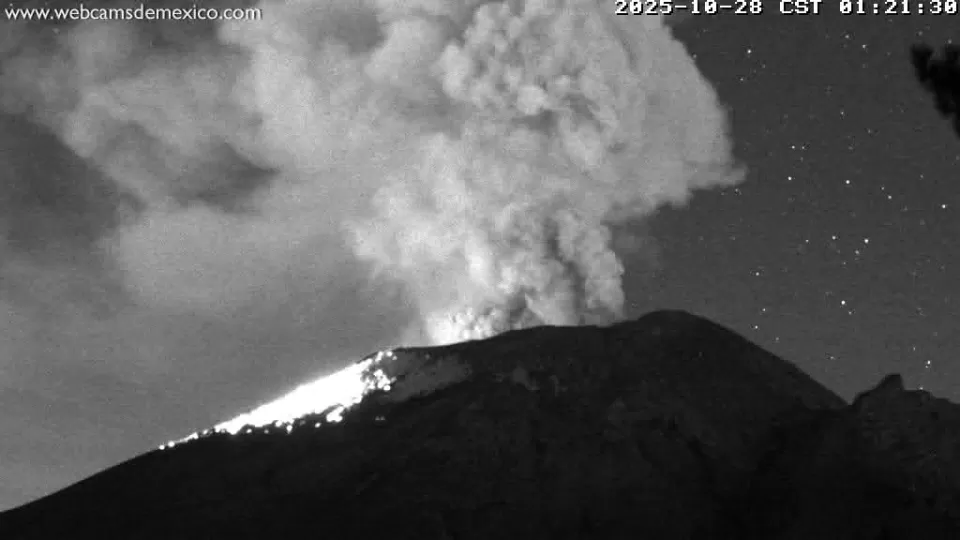 Popocatépetl en alerta máxima: registra sismo volcanotectónico, 56 exhalaciones y casi tres horas de tremor
