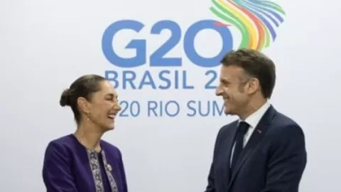 Sheinbaum recibe a Macron en Palacio Nacional: relanzan lazos México-Francia con agenda estratégica