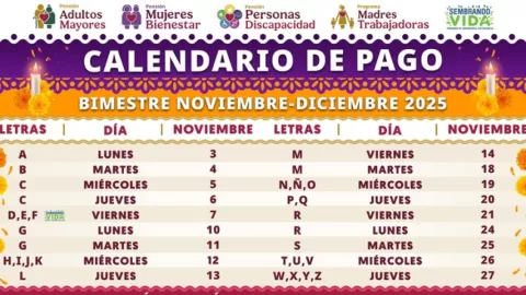 Siguen entregando los pagos de Pensiones y Programas para el Bienestar del bimestre noviembre-diciembre