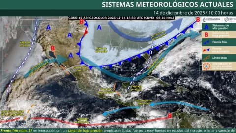 Frente Frío 21 Congela México: Alerta Nacional por Lluvias Intensas, Temperaturas de hasta -10°C y Vientos Huracanados este 14 de Diciembre