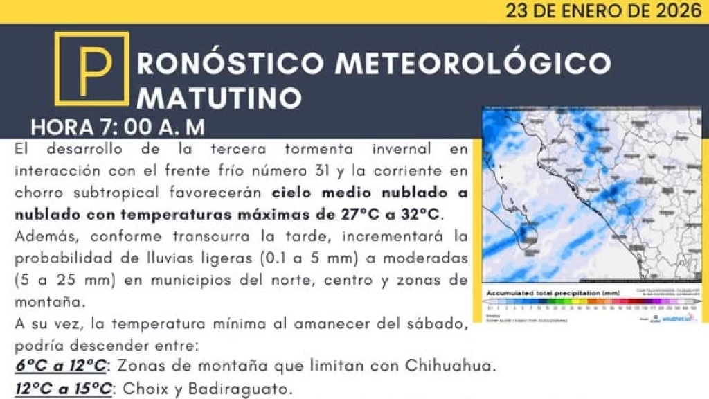 Sinaloa se Prepara para el Impacto Total: Tercera Tormenta Invernal Desata su Fuerza este Sábado con Lluvias Intensas y Drástico Descenso Térmico