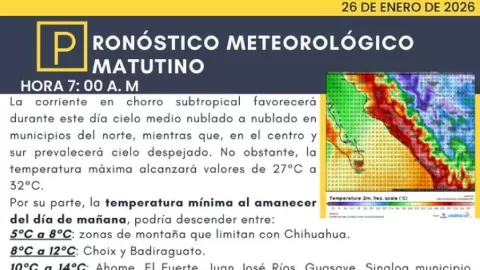 Sinaloa Despide Tormentas: El Invierno 'Real' Regresa con Frío Matutino y Tardes Cálidas este 26 de Enero