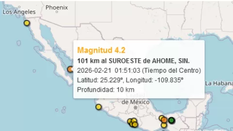 Sismo de 4.2 sacude el norte de Sinaloa: Epicentro en Ahome y sin daños reportados este sábado