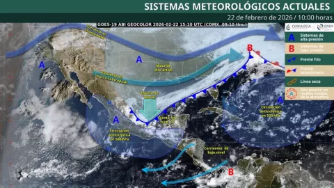 Clima Extremo en México: Frente Frío 37, Anticiclón y “Norte” Azotan Simultáneamente este 22 de Febrero