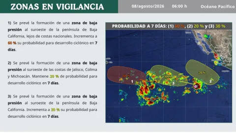 Alerta en el Pacífico: Ciclón 'Hernán' en Formación con un 60% de Probabilidad, Monitorean Posible Afectación a México