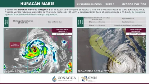 Huracán Marie alcanza Categoría 2: Alerta en Baja California Sur y Costas del Pacífico por Lluvias Intensas y Oleaje
