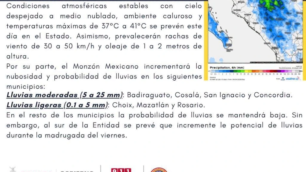 Alerta en Sinaloa: Lluvias Fuertes este Jueves y Aumento de Influencia del Huracán Polo Hacia el Fin de Semana