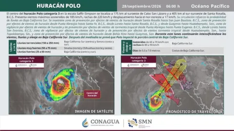 Huracán Polo Categoría 3: Impacto Inminente en BCS y Alerta por Lluvias en Sinaloa este 28 de Septiembre